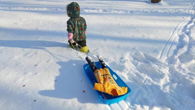 雪遊び　フローズンデニム　透明人間